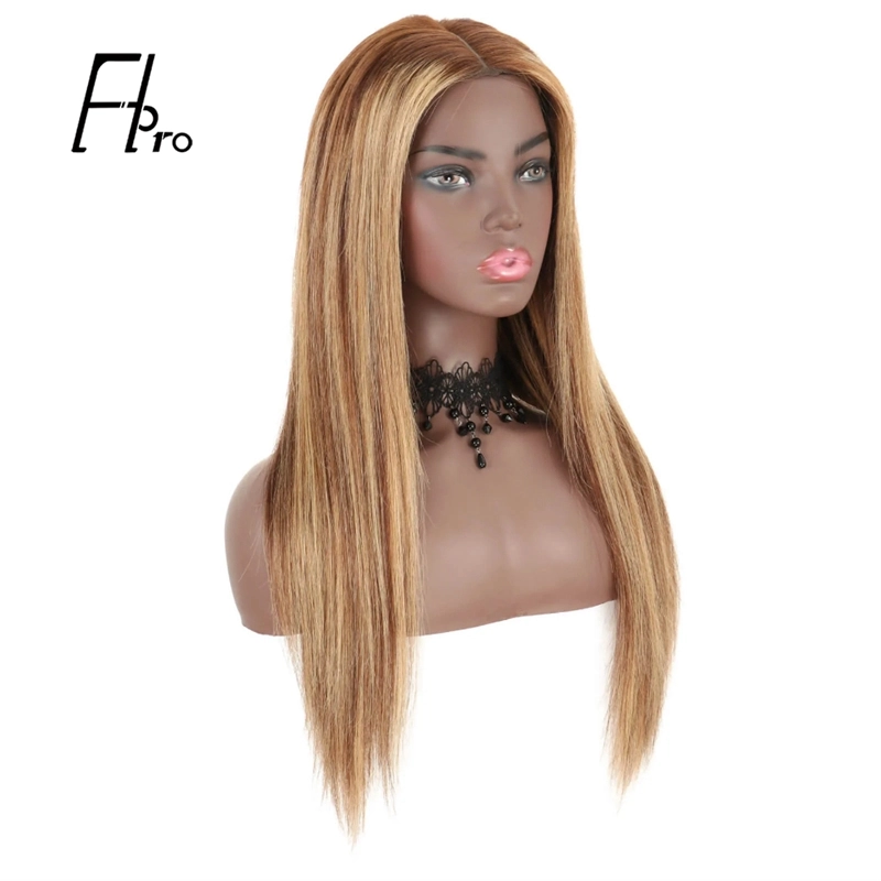 4x4 Lace Closure Wig Straight Human Hair Wig Pre Plucked Mix Color